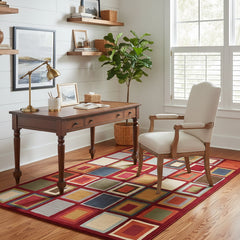 Multi-color Geometric Indian Wool Rug, Sku 033564