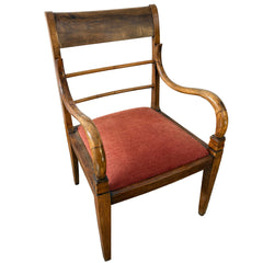 Set of 6 Arm Chairs with Salmon Chenille Fabric Curved Arm, Rung Back Style, Sku 033353