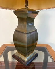 Brass Table Lamp Traditional Style, Fluted Linen Shade, Sku 034076