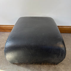 Leather Ottoman, Cushion Style,  Black with Nail Head Detail, Sku 033361