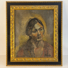 1930's Original Oil Painting of a Woman signed Frank, Framed, Sku 033794