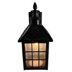 Exterior Wall Sconce Lantern Style Black Finished Steel, Pebbled Glass, Fern Motif, Sku: 033721