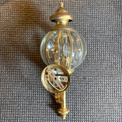 Brass Light Gallery Exterior Brass Sconce, Curved, Beveled Glass, Vertical Base, Sku 033637
