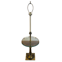 Stifel Brass Floor Lamp Vintage with Round Glass Tabletop, Sku 033661