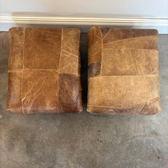 Unique Patchwork Leather Ottoman, Sku 033847