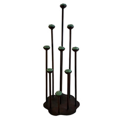 Modern Rustic Style Nine Candle Holder with Aqua Votives, Sku 034133