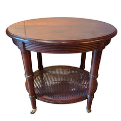 Ethan Allen Oval Side Table w/ Casters & Caning, Sku 034037