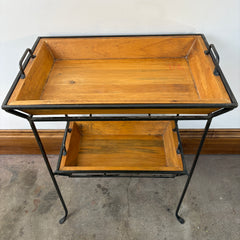 Double Tier Tray Table, Iron and Wood, Sku 033368