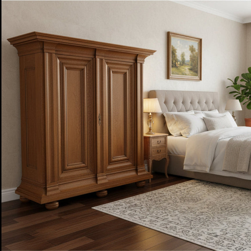 Antique European Solid Oak Wardrobe, Sku: 033565