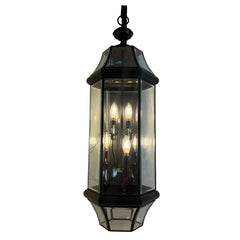 Lantern Style Pendant w/ Four Sockets for Chandelier Style Bulbs, Sku 033798