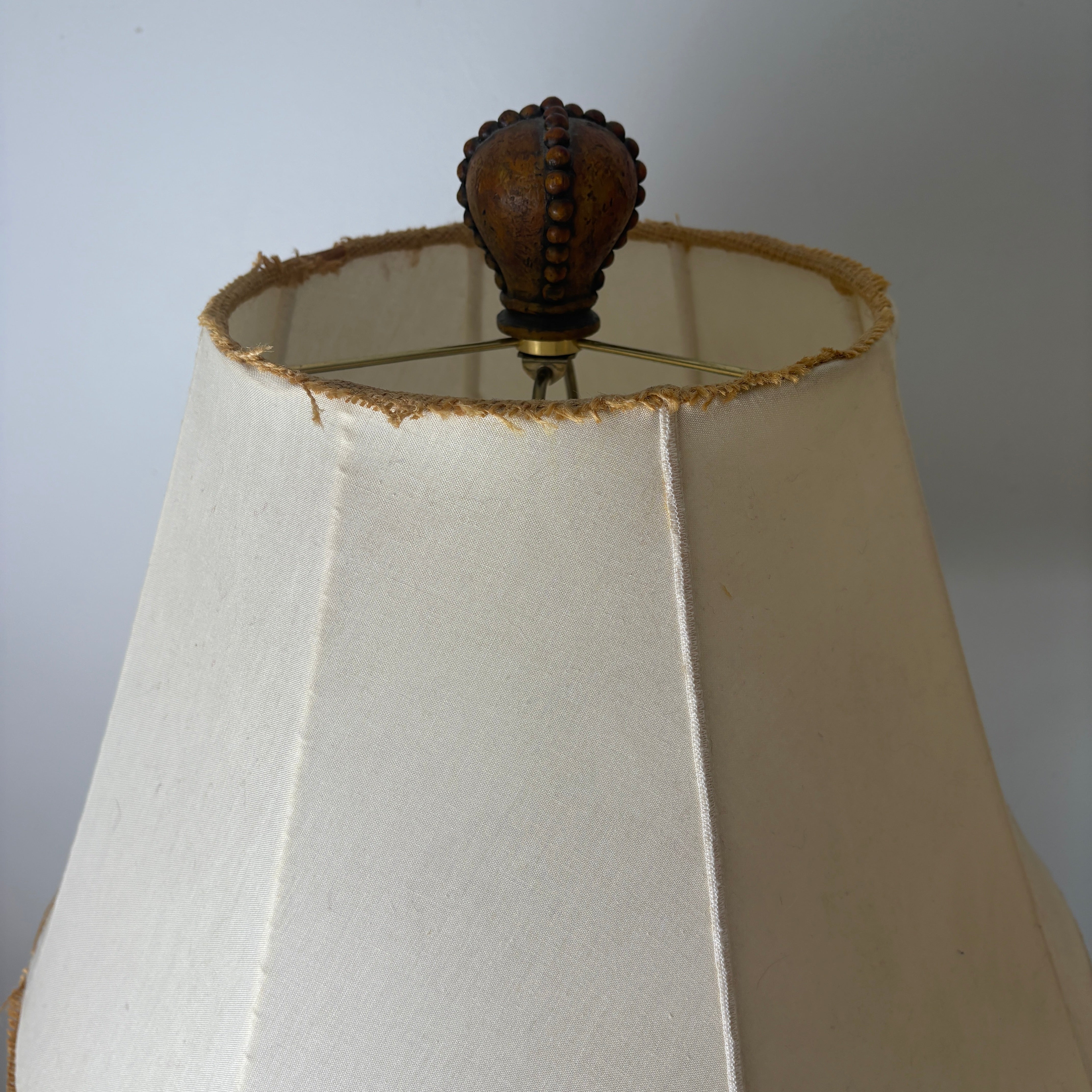 Pair of Uttermost Faux Wood Lamps with Deconstructed Shades, Sku 033081