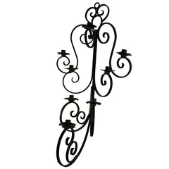 Wrought Iron Wall Sconce Scroll Motif Holds Eight Candles, Sku 034123