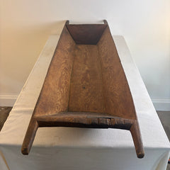 Vintage Wood Dough Trough with Metal Patch and Peg Handles, Sku 033908