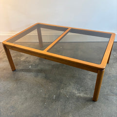 Made in Denmark Teak Wood Coffee Table with Smoked Glass Insert, 034108