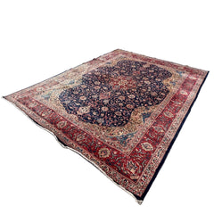 Area Rug, Wool, Traditional, Oblong Medallion Design in Blue, Red, Cream, Sku: 033645