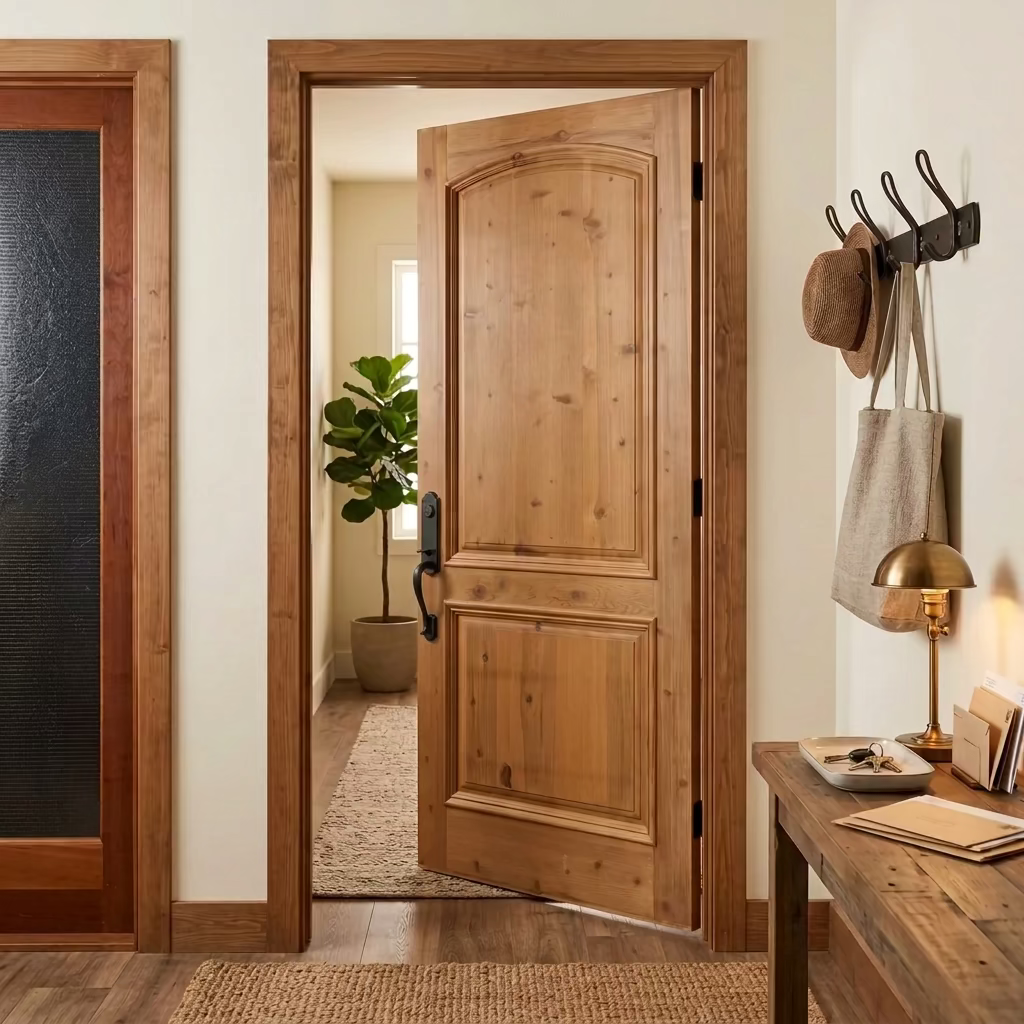Entry Door, Solid Pine, Wire Brushed, bronze Hardware, sku: 4875
