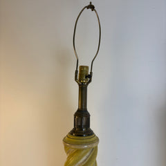 Knob Creek Design Barley Twist Carved Wood Painted Table Lamps in Marigold Yellow, Sku 033660