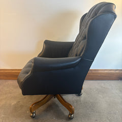 Hancock & Moore Black Leather Executive Desk Chair, Tufted Back and Seat, Swivel, Sku: 033709