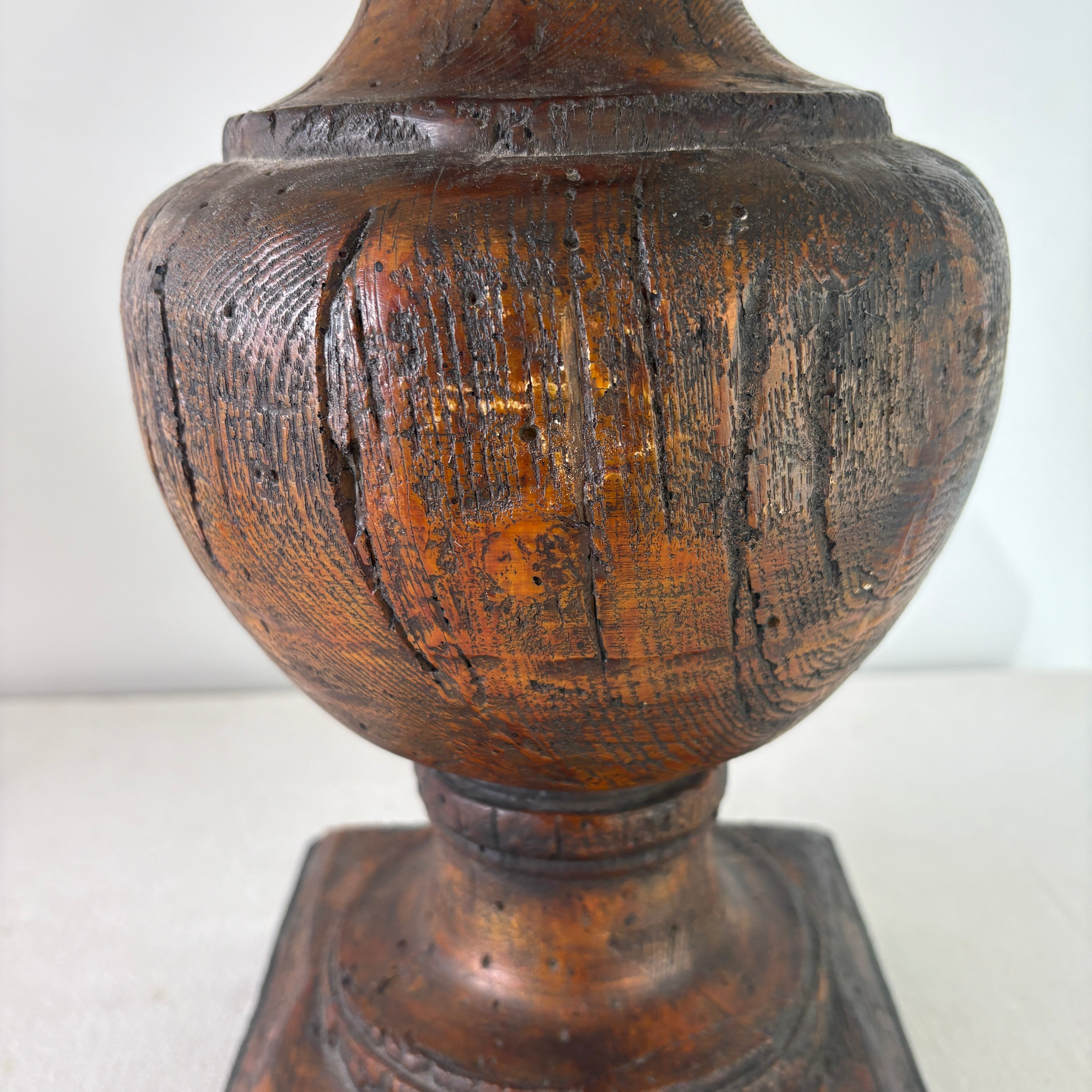 Pair of Uttermost Faux Wood Lamps with Deconstructed Shades, Sku 033081