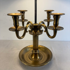 Chapman For Visual Comfort Double Socket Bouillotte Lamp 4 Candle Arm Detail and Green Metal Shade, Sku 034124