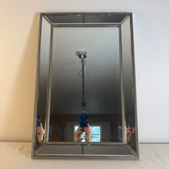Rectangular Beveled Mirror, Beaded Edge, Antiqued Mirror Surround, Sku 033717