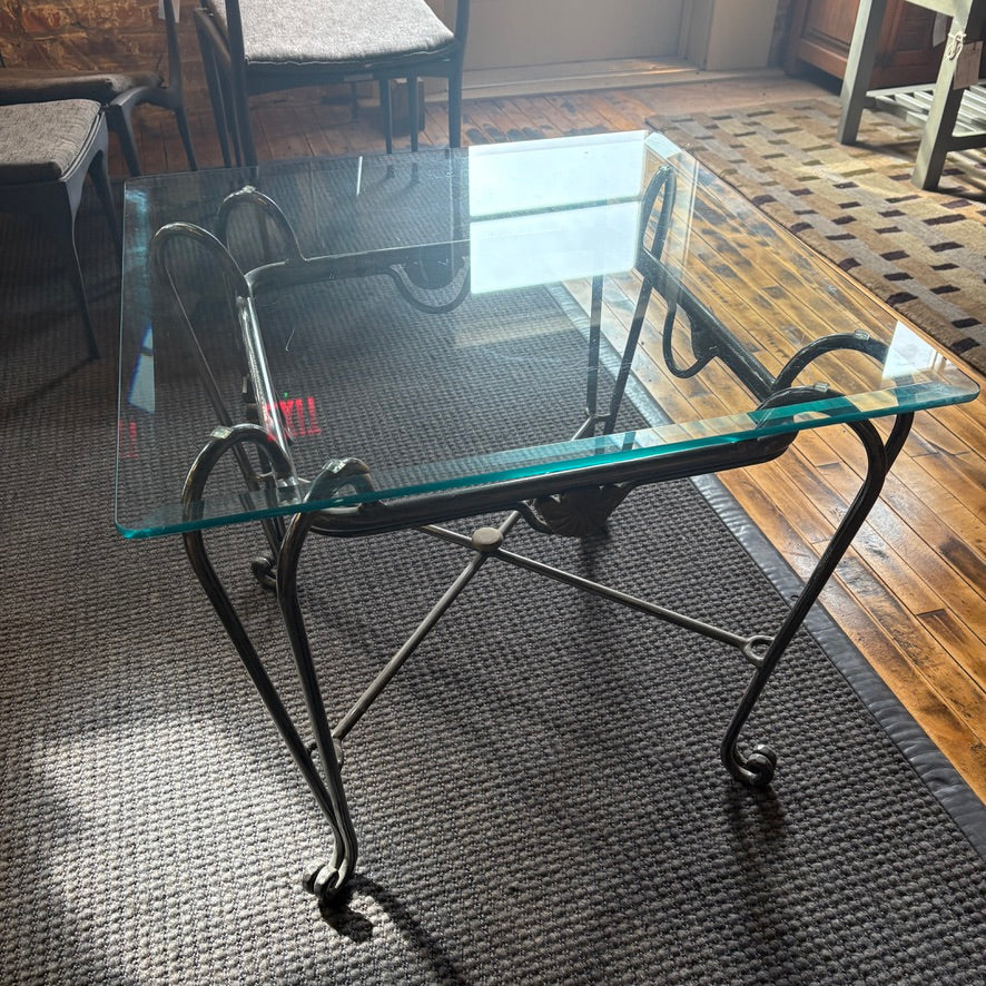 Brushed Steel & Glass End Table, Sku 032091