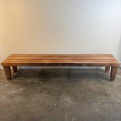 Hand Carved Teak Bench w/ Cushion, Sku 033943