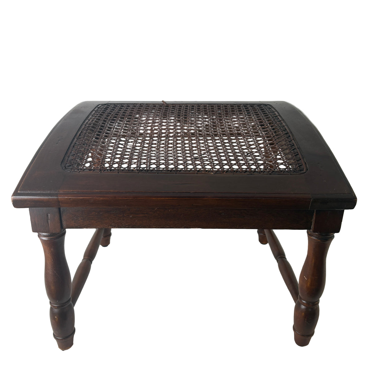 Wood & Cane Arched Footstool, Sku 033082