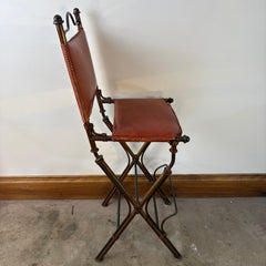 Pair of Metal & Leather Barstools, Spanish Influence, Sku 033378