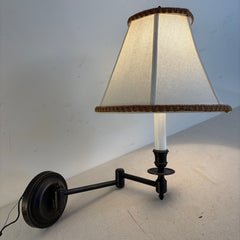 Visual Comfort Wall Mounted Articulated Arm Sconce with Linen Shade and Braided Trim, Sku 034137