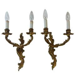 Pair of Rococo Style Brass Sconces, Double Am, Sku: 033549