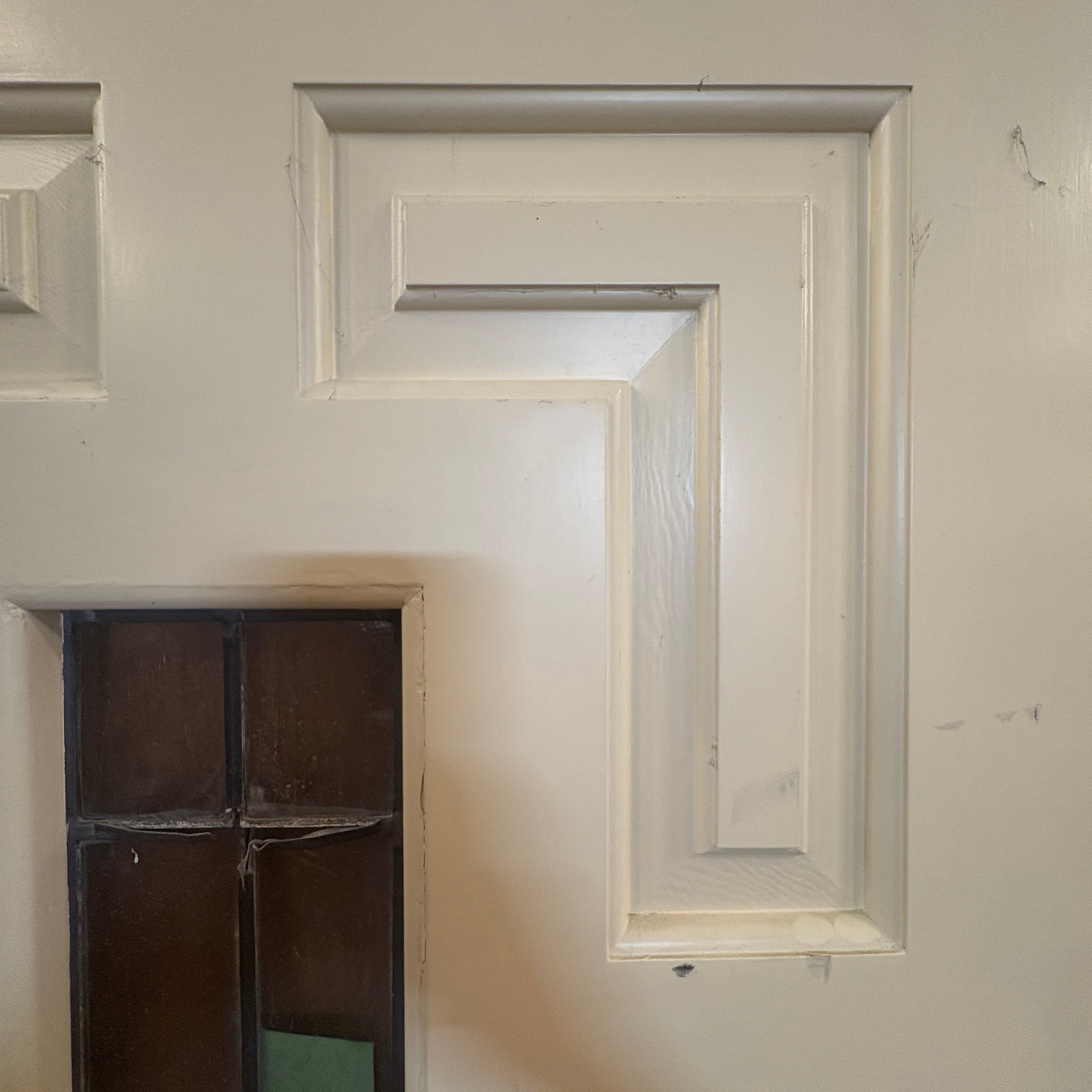 Set of Vintage Double Entry Doors with Leaded Glass & Brass Filagree Knob Plates, Sku 032990