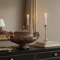 Biagioli Italian Hand Painted Ceramic Lidded Compote, Sku 033854