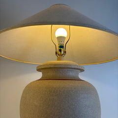 Pair of Southwestern Style Ceramic Jar Lamps, Broad Linen Shade, Sku 033948