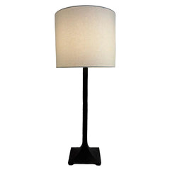 RH Hammered Steel Table Lamp in Dark Bronze Finish w/ White Linen Drum Shade, Sku 033972