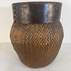 Asian River Basket w/ Wood Collar, Sku 033986
