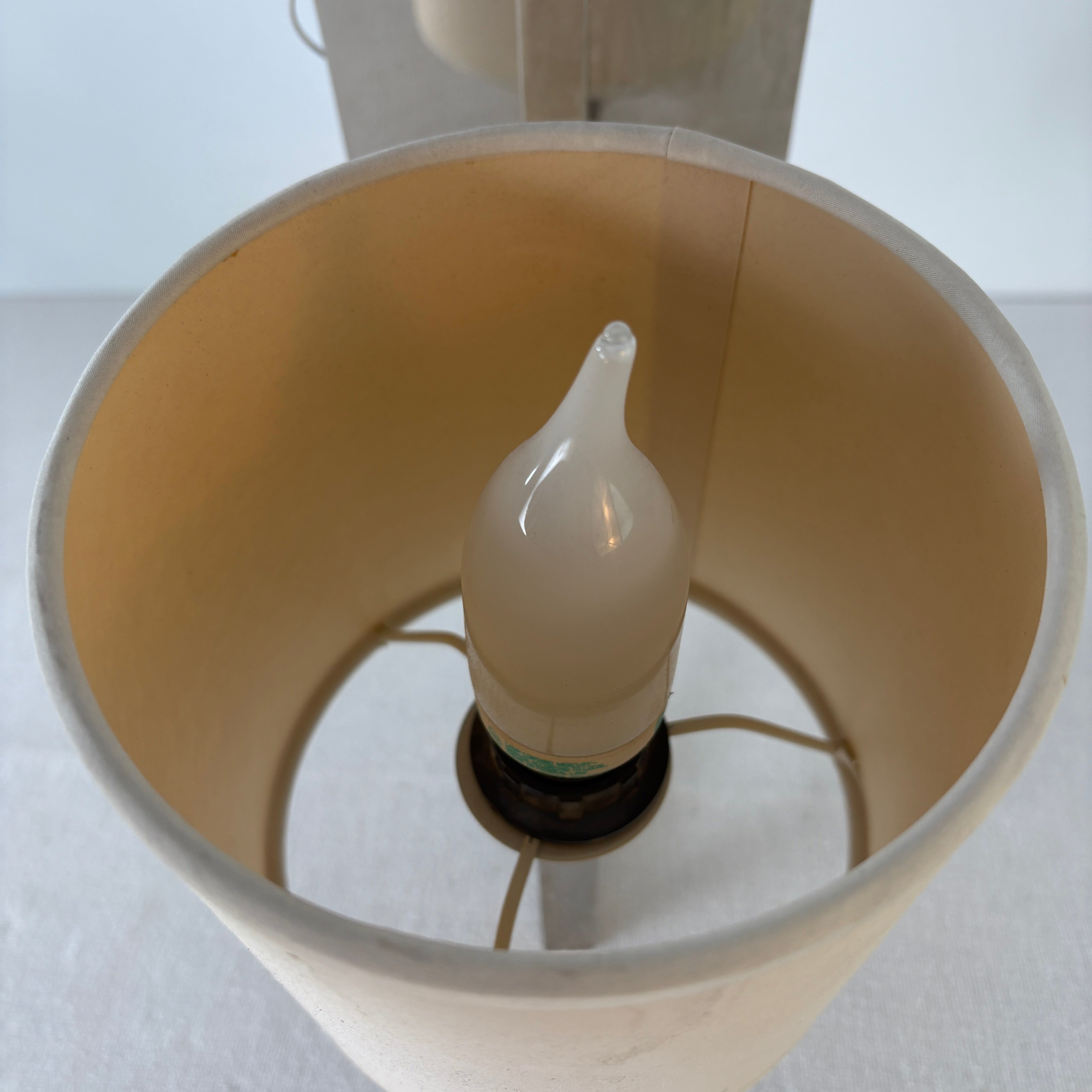 Pair of Chrome Sconces, Wall Lights with Paper Shades, Sku 033015
