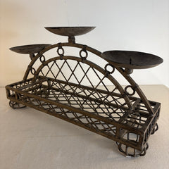 Iron Three Pillar Candle Holder with Arched Design, Sku: 033688