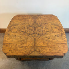 1920's Art Deco Book Matched Burl Maple Entry Table, Sku 033714