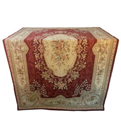 Handcrafted Needlepoint Rug, Rose and Beige, Sku 033538