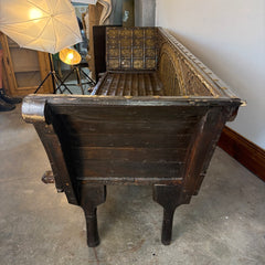 14th Century Ornate Embossed Metal & Wood Bench, Sku 033678