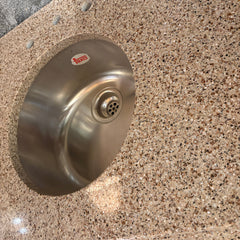 Stone Countertop with Round Steel Sink, Sku 033552