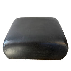 Leather Ottoman, Cushion Style,  Black with Nail Head Detail, Sku 033361