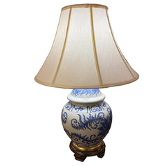 Frederick Cooper Blue and White Crackle Porcelain Ginger Jar Lamp Base, Sku 033979