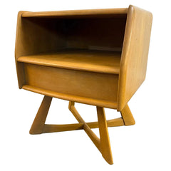 Heywood Wakefield Sculptura Nightstand in Wheat Finish Previously Used with Glass Protector, Sku 033923