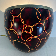 Wall Sconce Fiberglass Material with Decorative Gold Rings on Dark Brown Ground, Sku 033694
