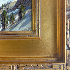 Original Oil Painting in Classic Gold Frame by Paul Grimm Snow Capped Mountains, Sku 033891