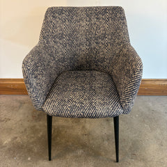 Pair of Herringbone Pattern Slate Blue/Ivory Occasional Arm Chairs, Sku 033783
