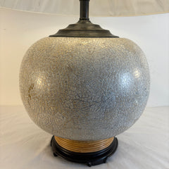 Maitland Smith Crushed Eggshell Lamp w/ Rattan Trim, Sku 034048