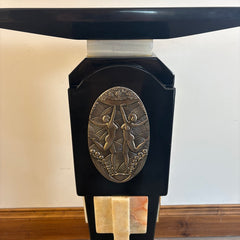 Demetre Chiparus Art Deco Marble, Onyx, Wood Pedestal Stand Table, Sku: 033750